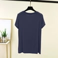 thumbnail image 7 of Hurxie Womens Oversized Tshirts Summer Casual Short Sleeve Crew Neck T Shirt Loose Fit Side Slit Tee Tops Blue,XL, 7 of 7