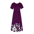 thumbnail image 4 of ZHUGeLI Women's Boho Floral Maxi Dress Casual Loose Summer Short Sleeve Beach Vacation Dresses with Pockets, 4 of 5