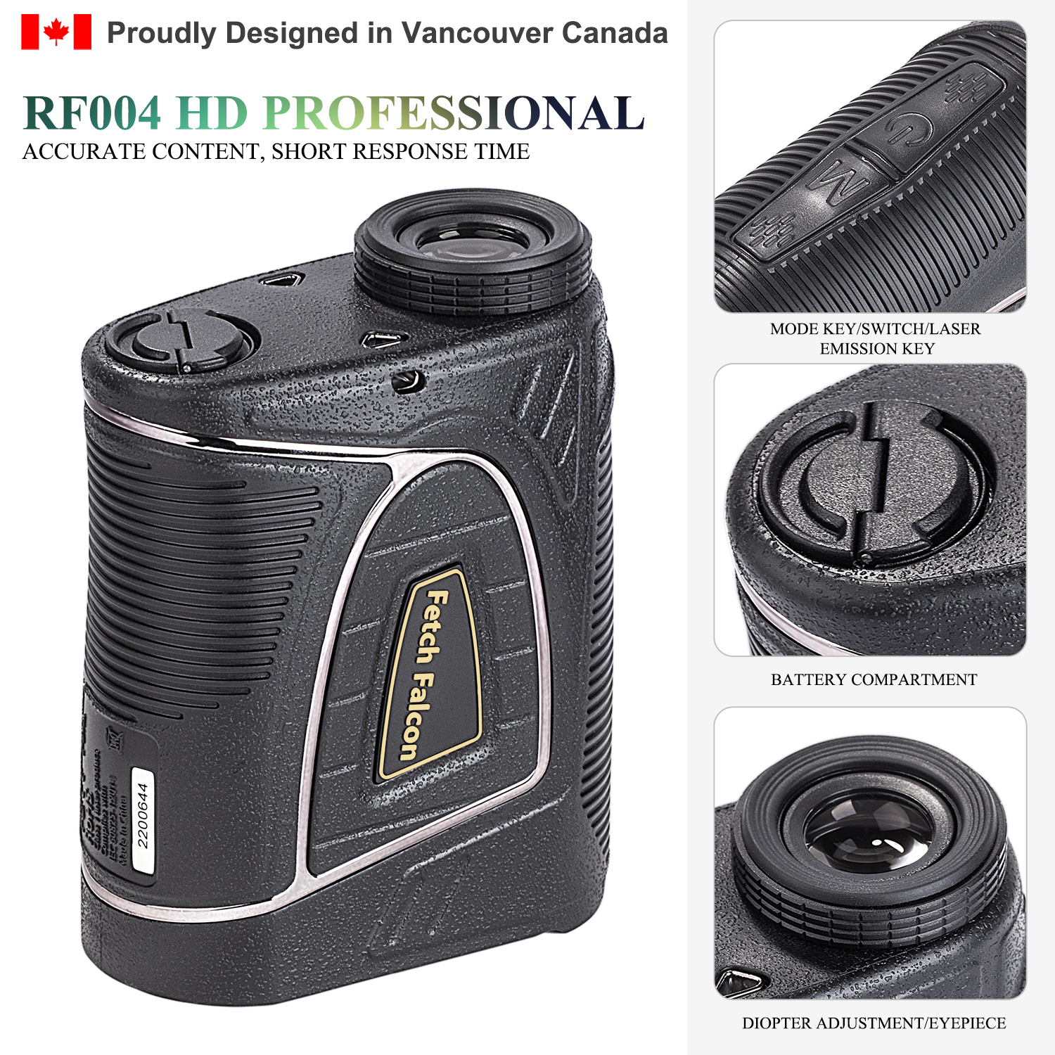 Fetch Falcon OLED & LCD Golf Rangefinder (High Precision, Slope Mode with Scan) Pole Flag Locking Vibration (OLED 2500 YD Golf Laser Rangefinder Black)