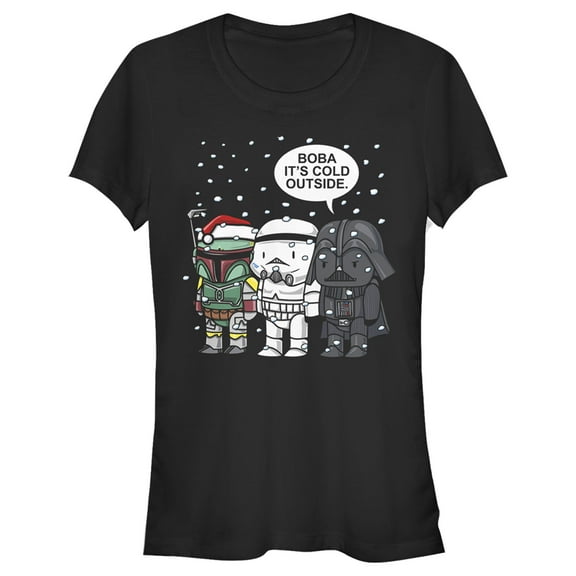 Junior's Star Wars Christmas Boba It's Cold Outside Graphic Tee Black Large