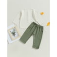 thumbnail image 4 of Wassery Toddler Boys Fall Linen Pants Sets Solid Color Crew Neck Long Sleeve Button Down Tops and Drawstring Long Pants 6M 12M 18M 24M 3T 4T Infant Baby 2Pcs Clothes Set, 4 of 9