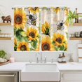 thumbnail image 2 of Sunflower Bee Kitchen Curtains 63 Inch Length, Yellow Botanical Vintage Rose Floral Spring Grommet Top Bedroom Living Room Curtains, Light Filtering Cafe Curtain Drapes 2 Panels Set 104''x63'', 2 of 9