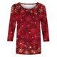 thumbnail image 5 of Puntoco Camiseta de mujer con cuello redondo, manga 3/4 y estampado navideño, jersey de cuello redondo, camiseta de manga larga con cuello redondo, 5 of 5
