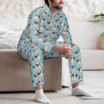 thumbnail image 7 of Naloa Funny Cartoon Pugs Men’s Pajamas Set - Long Sleeve Button Down Sleep Shirt and Pajama Bottoms Sleepwear Set-X-Large, 7 of 7