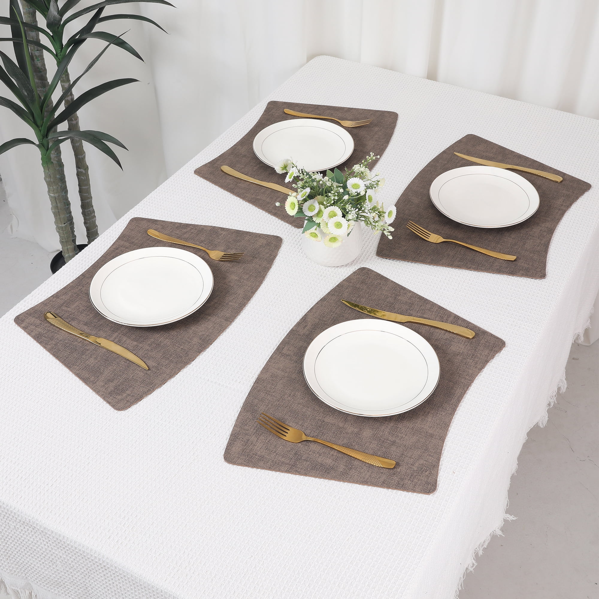 Unique Bargains Placemats for Dining Table Decor Heat Resistant Placemats 6pcs Coffee