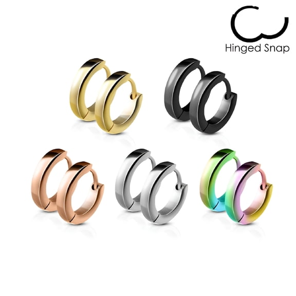 DESIGNICE 5 Pack Stainless Steel Small Dome Hoop Huggie Earrings Pair 2.5 mm Wide 20 GA Earrings Assorted