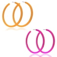 thumbnail image 1 of Pendientes de neón para mujer, grandes aros, acrílicos, vintage, de neón, abiertos, en forma de C, gruesos, aros, ligeros, para fiestas de los años 70, 80 y 90, 1 of 5