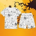 thumbnail image 3 of Gelikeya Boys Girls Halloween Pajamas Long/short Sleeve Tops and Pants 2pcs Outfits Loungewear Toddler Hand Painted Pjs Homewear Sets, 3 of 3
