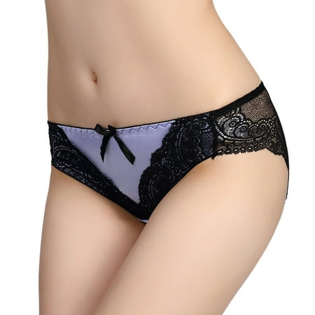 

Inkach Ladies Transparent Lace Splicing Panties Cotton Hollow Breathable Quality
