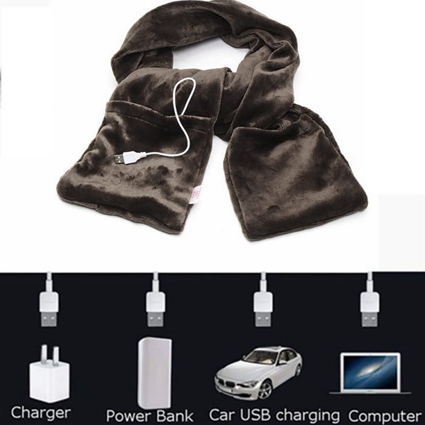 Bufanda Térmica Fiery, Canales de Fibra de Carbono, Forro Polar Supersuave, Batería Recargable, Bolsillos Calefactables, Diseño Unisex, para Uso En Interiores y Exteriores, Lavable a Máquina