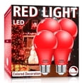 thumbnail image 1 of Bombillas LED Wiyifada A19 rojas, 9 W, 110 V, E26, regulables, paquete de 4, 1 of 6