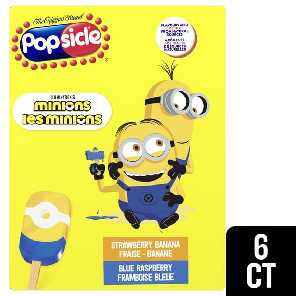 Pops Glacés Popsicle Les Minions Fraise, Banane et Framboise Bleue 6 x 60 mL