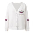 thumbnail image 4 of Wang6 Womens Lightweight Plus Size Cardigans Sweaters Trendy Long Sleeve Open Front Button down Knit Sweater Fall V Neck American Flag Printed Outwear Tops White XL, 4 of 4