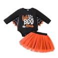 thumbnail image 3 of Likimi Infant Baby Girls Hallowmas Dress With Lace Crew Neck Long Sleeve Halloween Letter Print For Party Fashion Dresses Size 6-9 Months, 3 of 6