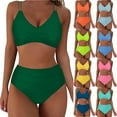 thumbnail image 5 of Dvprdro Summer Ruched 2 Piece Swimsuits for Women Backless Bandeau Bikini Tops Cheeky Panties Swim Set Blue 2XL, 5 of 5