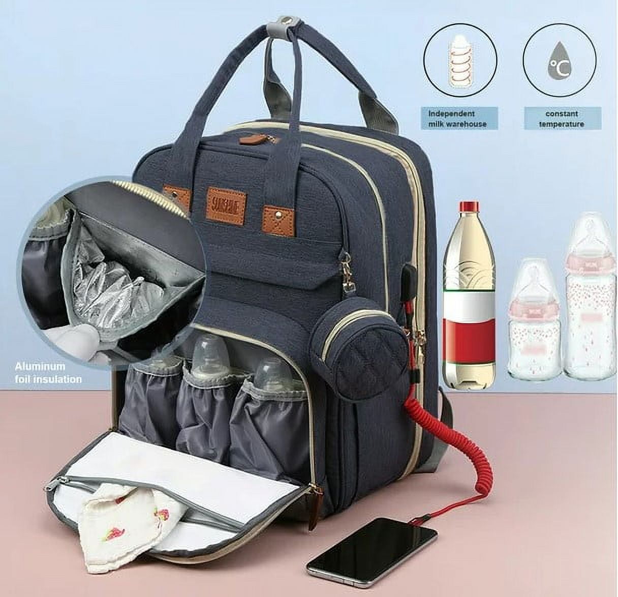 OCTIIFY Blue Diaper Changing Station BackPack
