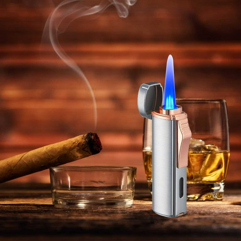 Windproof Rotating Gear Lighter Refillable Torch Flame Pocket Butane Metal  Outdoor Personalized Gift for Men EDC Cigarette BBQ Kitchen Candle Stove  Camping Durable Portable