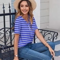 thumbnail image 6 of Sakmal Short Sleeve T-Shirts for Women V-Neck Basic Striped Fashion Shirts White T-Shirts Women's Tops, 6 of 8