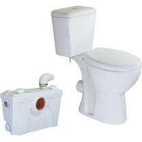 WinZo Macerator Pump Two Piece Toilet Upflush System for Basement Extra Tall 19" Comfort Bowl With Dual Flush Toilet Tank & Pump for Sink, Toilet, Bathtub, White (500W Macerating Toilet)
