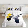 thumbnail image 3 of Homewish Safari Moose Deer Bedding Comforter Set,Modern Hockeycomb Hexagon Twin Comforter Sets,Gray White Black Bedding Set For Girl Kids,Super Cozy Room Decor Reversible,2pcs, 3 of 9