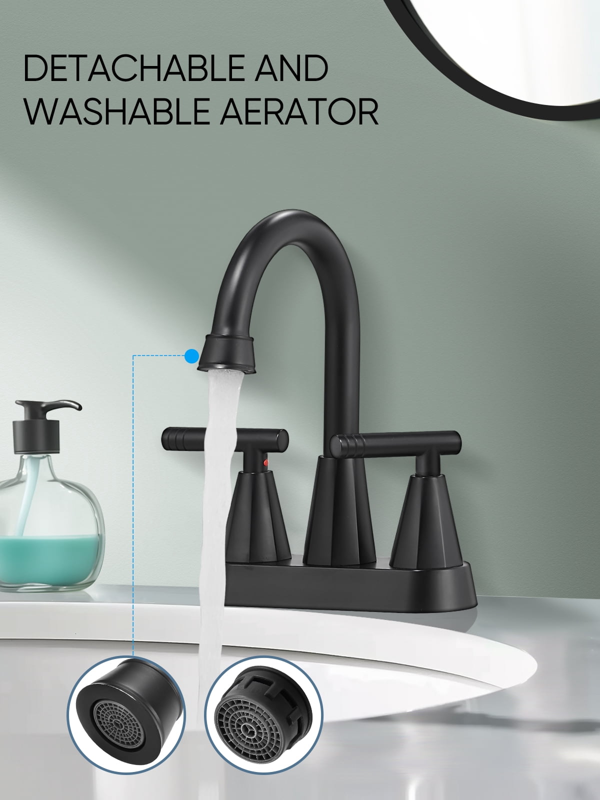 4-inch Bathroom Faucet with Pop up Drain and Two Supply Hoses, Lead-Free Stainless Steel 2-Handle Centerset Faucet for Vanity, RV Matte Black