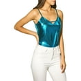thumbnail image 4 of INSPIRE CHIC Women's Metallic Camisole Spaghetti Straps Backless Tank Tops XS Blue, 4 of 8
