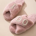 thumbnail image 4 of JUSLIO Womens Slippers Non Slip Flat Sole House Slippers Crisscross Cross Strap Fuzzy Plush Open Toe Slides Slippers Pink, 4 of 5