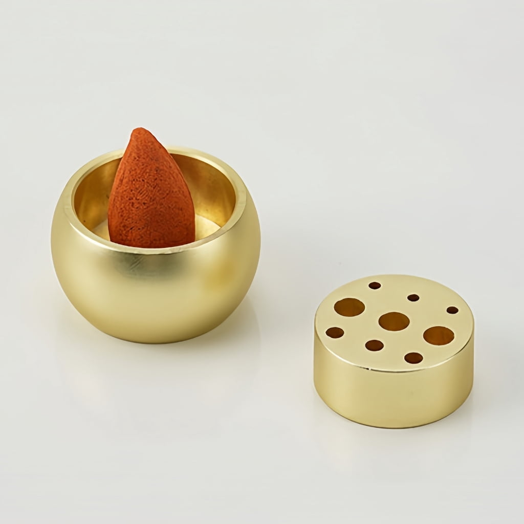 PatungKu Coppers Incenses Holder,Cone Incenses Burners Holder Incenses Stick Holder Ashes Catcher for Outdoor Indoor Metal Censer