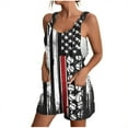 thumbnail image 3 of QATAINLAV Linen Rompers for Women 4th of July American Flag Onesie Shorts 2025 Summer Casual Sleeveless Bib Overalls with Pockets Blue L Gifts for Mom, 3 of 6
