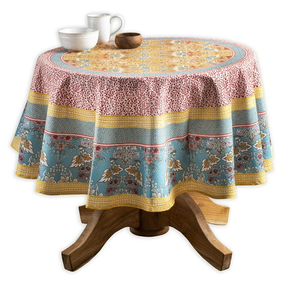 Maison d' Hermine Marquise 100% Cotton Tablecloth for Kitchen Dining | Tabletop | Decoration | Parties | Weddings | Spring/Summer (Round, 63 Inch).