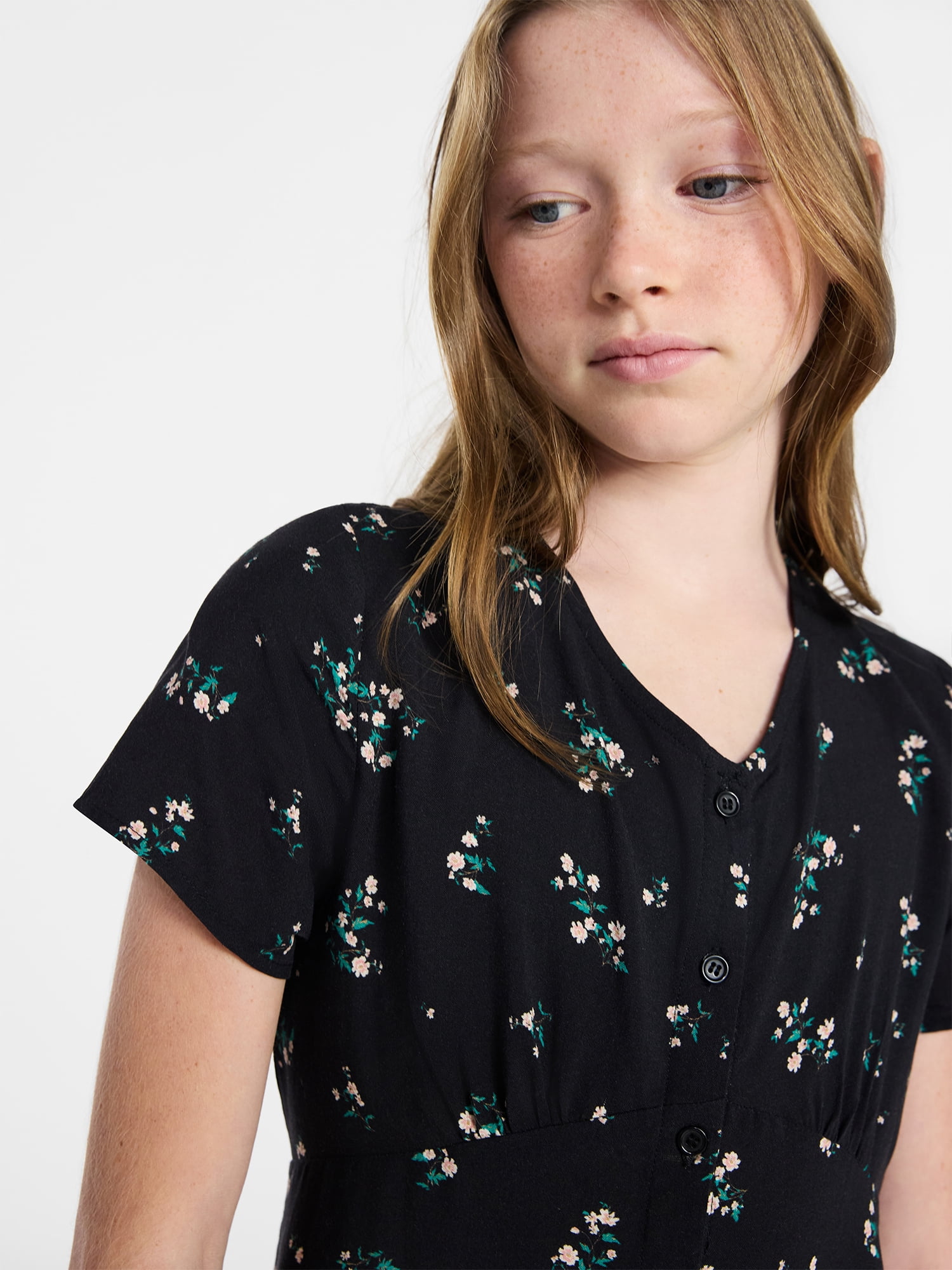 Weekend Academy Girls Button-Front Dress with Short Sleeves, Sizes 4-18