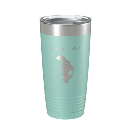 

Long Lake Map Tumbler Travel Mug Insulated Laser Engraved Coffee Cup Grand Traverse County Michigan 20 oz Teal