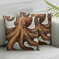 thumbnail image 3 of Octopus Flannel Fleece Pillow Cushion Cover, Octopus Pattern Illustration Underwater World Wild Nature Themed Art Print, Decorative Square Accent Pillow Case, Orange White, 3 of 7