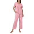 thumbnail image 2 of OIOLOYJM 2 Piece Post Surgery Recovery Sets for Men Women Cotton Soft Breathable Tear Away Side Snap Outfits Short Sleeve Shirt and Lounge Pants Sets Pink XL, 2 of 5