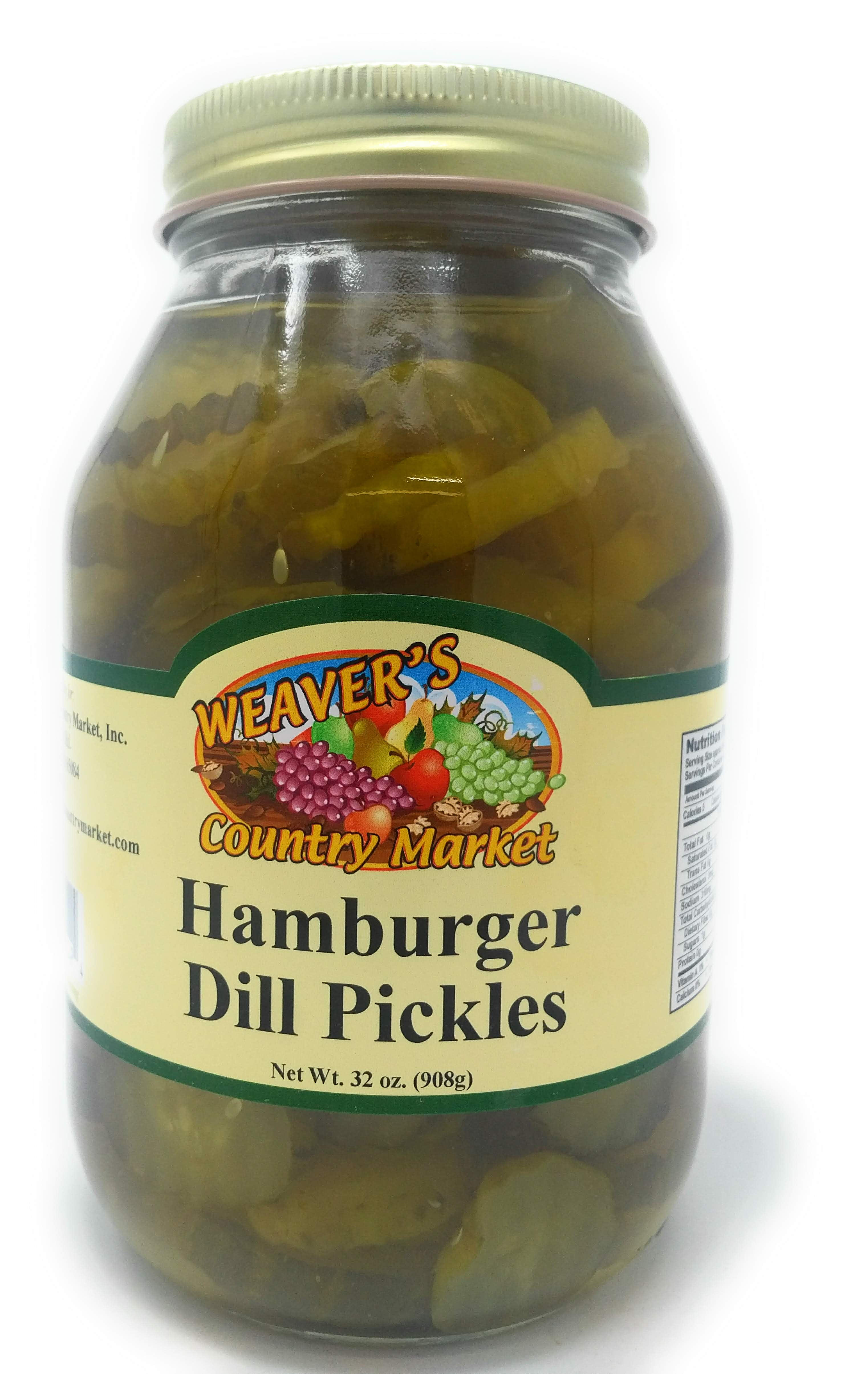 Weaver's Country Market Hamburger Dill Pickles (4 Quart Jars)