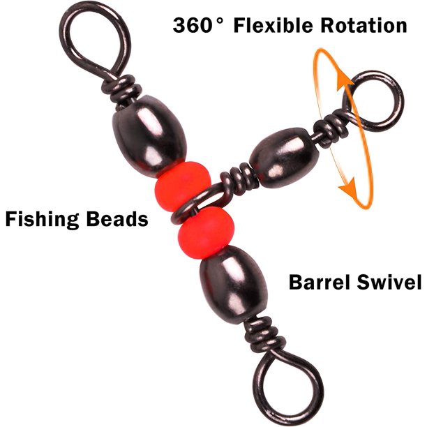 10 Pièces T Forme Pêche Pivotant 3 Voies Roulant Pivotant T-Tour Baril