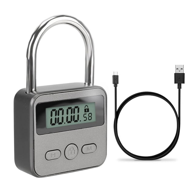 Smart Time Lock LCD Display Electronic Timer Switch USB Rechargeable Timer Padlock Travel Electronic Timer-Qing,1 x Timer Padlock 1 x USB Cable,Tarnish