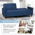 thumbnail image 6 of Linen Fabric Sofa with Adjustable Backrest, Convertible Loveseat Sofa with Wooden Legs, Modern Couch Bed For Living Room, Apartment, Office, Blue, 6 of 7