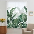 thumbnail image 2 of Palm Leaves Tropical Sheer Curtains 54 Inches Long, Green Botanical Summer Light Filering Curtains, Breathable Simi Curtain Privacy Drapes for Kitchen Bathroom Lightweight Small Window Treatment, 2 of 9