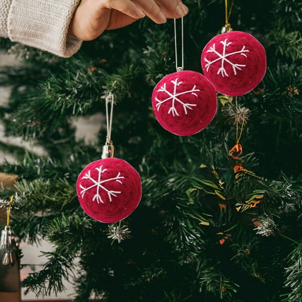 Adornos navideños, bolas de fieltro de lana de colores de 3 cm, material para manualidades, adornos colgantes, guirnalda para árbol de Navidad, bola de fieltro para decoración navideña
