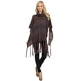 thumbnail image 4 of YELETE Women's Poncho, Twist Knit Fringed Hem, Wine Red, One Size, 4 of 4