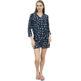 thumbnail image 3 of Bimba Black Button-Down Shirt With Elastic Waist Shorts Pcs Night Wear Set-8, 3 of 6