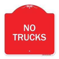 SignMission A-DES-RW-1818-22786 18 x 18 in. Designer Series Sign - Truck Sign No Trucks, Red & White