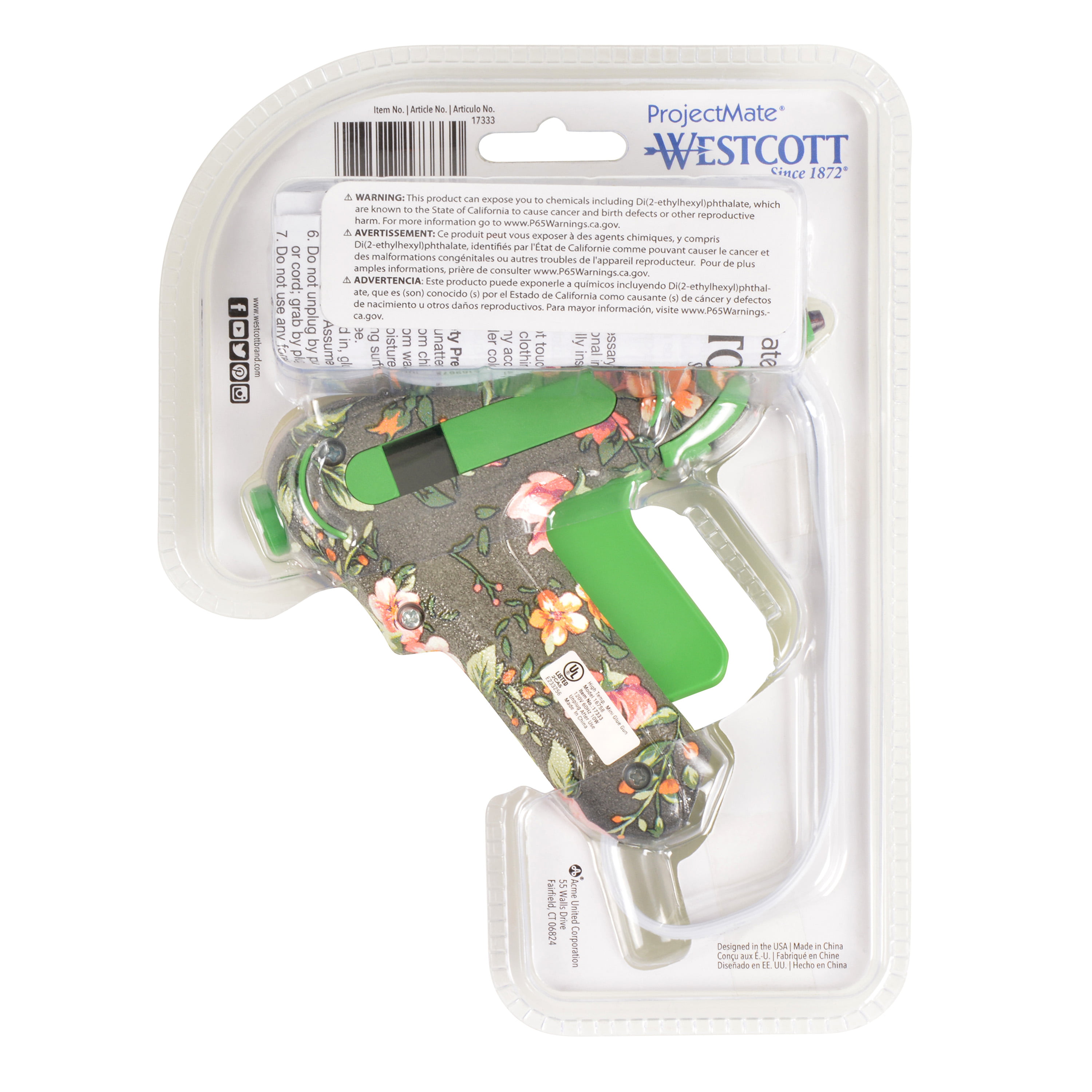 Westcott Premium Safety Mini Hot Glue Gun, High Temp (16758)
