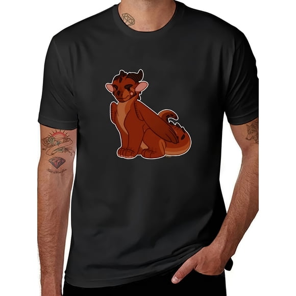 Kestrel Chemise à Manches Courtes pour Hommes avec Motif Graphique Dragon Ailes de Feu Noir et Dragon Marron