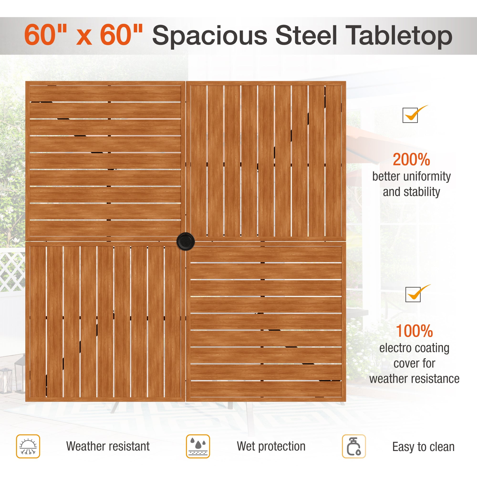 Sophia & William 7 Piece Outdoor Patio Dining Sets Metal Furniture Table and Stackable Chairs