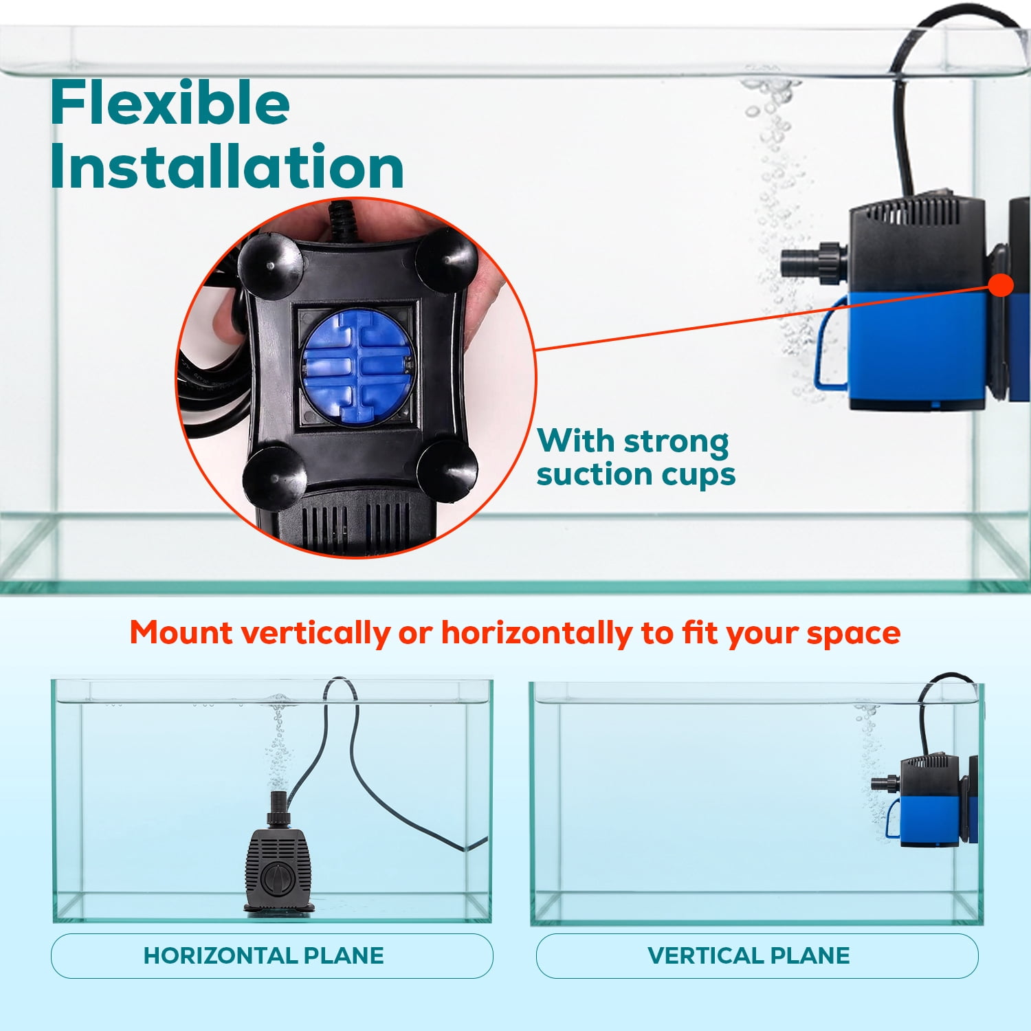 920 GPH Amphibious Adjustable For Pond Fountain Aquarium Fish Tank Water Pump