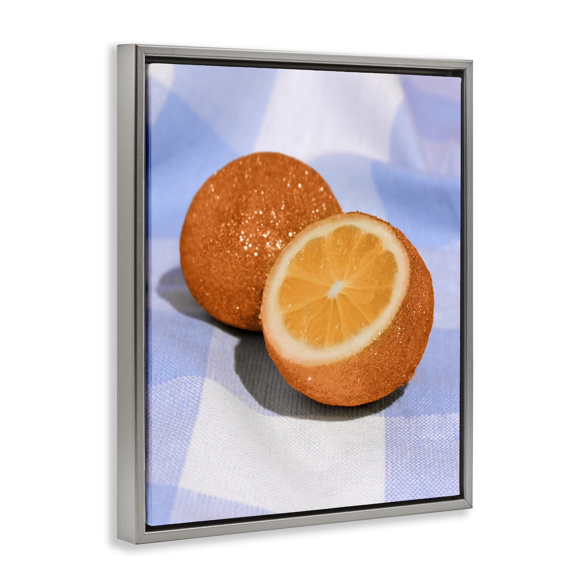 Stupell Industries Glimmer Orange on Blue Gray Framed Floater Canvas Wall Art, design by LISH Creative