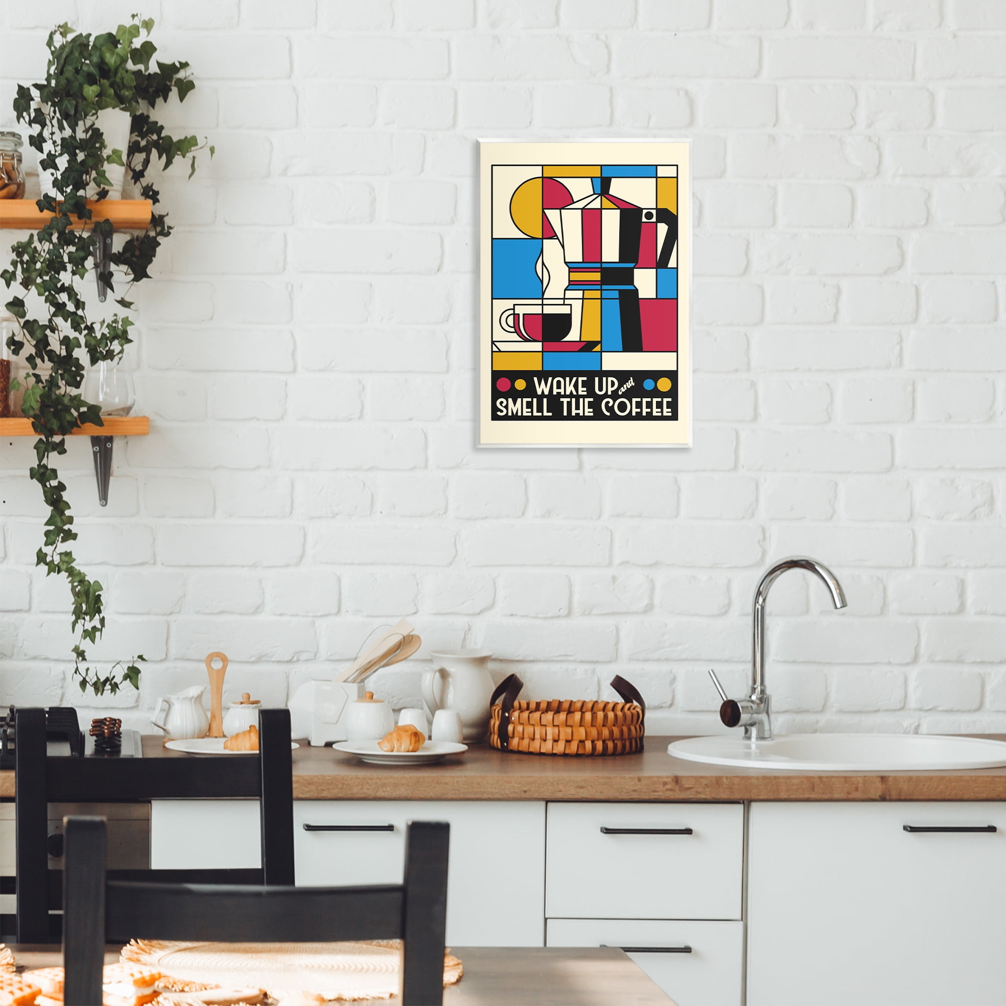 Stupell Industries Retro Wake Up & Smell Coffee Wall Plaque Art, design by Tobe Fonseca