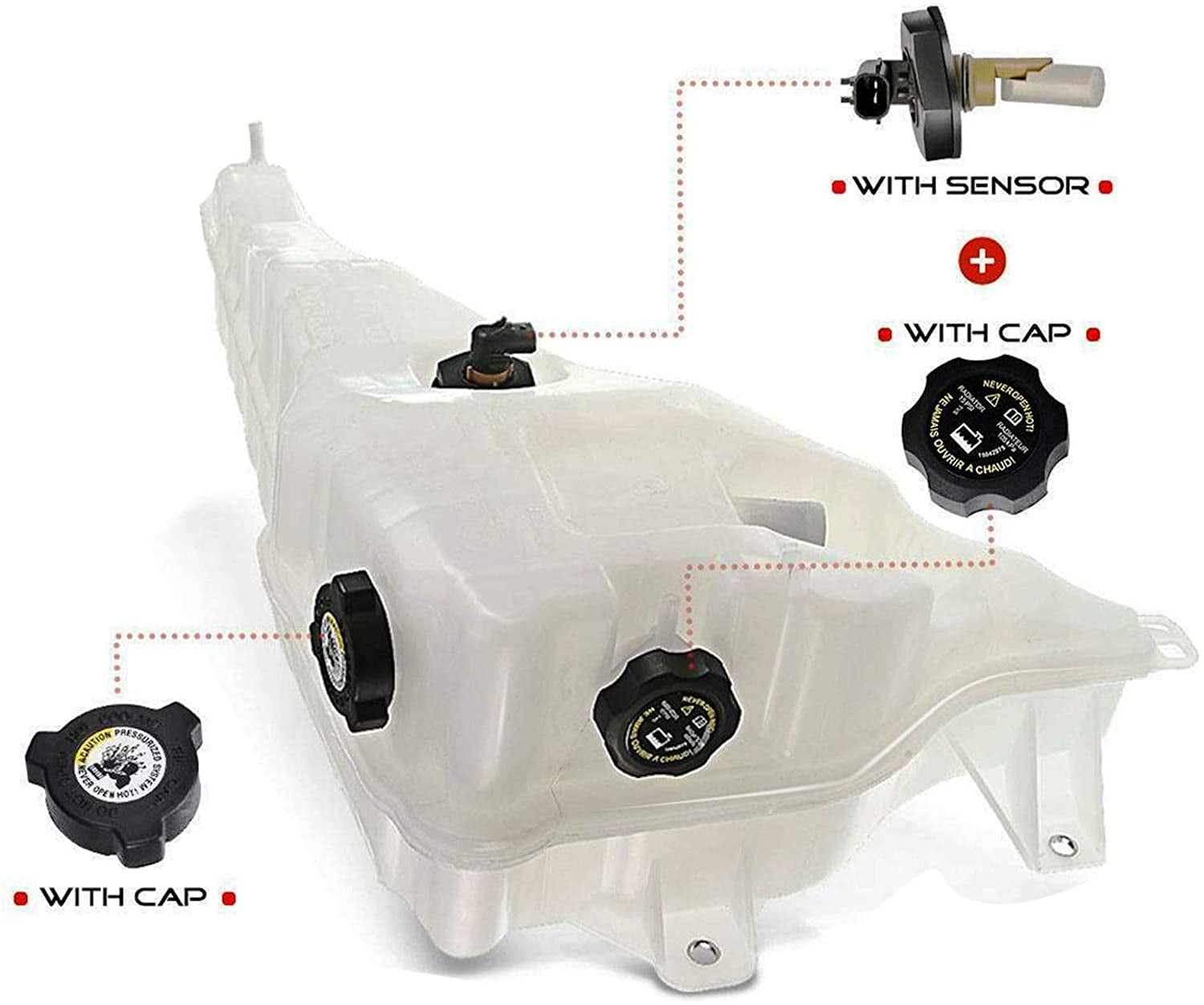 APremium Engine Coolant Reservoir Tank with Cap and Sensor Compatible